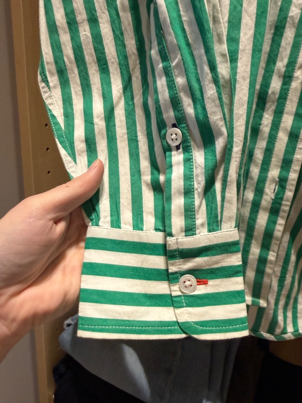 Claire V Green and White Striped Button Down Shirt - Picture 9 of 13